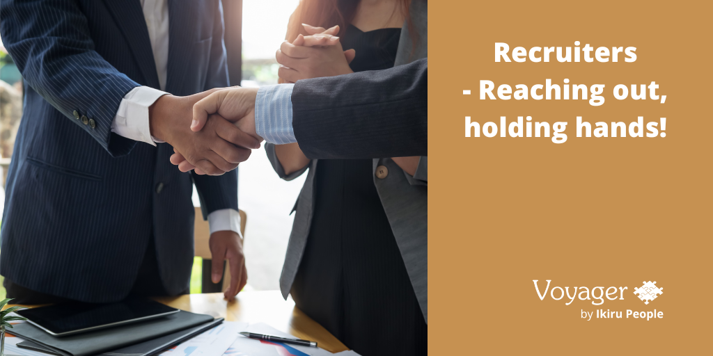 Recruiters - reaching out, holding hands