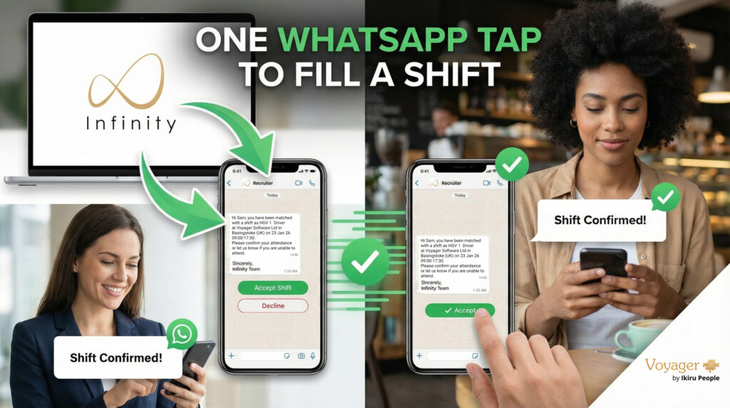 One WhatsApp tap to fill your shift with Voyager Infinity